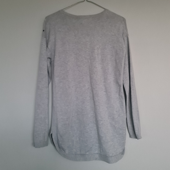 Grey Black Dot Top Shirt Cardigan Sweater Oversize Longsleeve Long - Picture 5 of 5